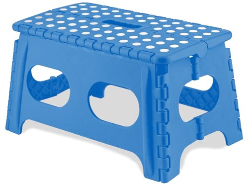 Bodyplus Large Non-Slip Folding Step Stool – Heavy Duty Plastic Foldable Stool with Carry Handle & Rubber Feet, 150kg Capacity – Compact Portable Collapsible Step for Kitchen, Home, Garage, Office