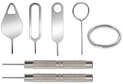 SANTUO 6 Pcs SIM Card Removal Tool with 1 Key Ring, Anti-loss Phone Sim Removal Tool 5 Styles Sim Card Pin for Smart Phones Samsung Galaxy LG Huawei Google HTC iPhone iPods iPad Tablets