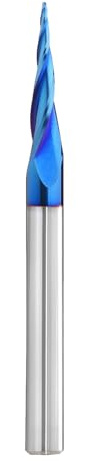 VIC022 CNC Router Bits Spiral Tapered Ball Nose R0.4 Tip 1/32 Tapered End Mill Cone Ball Nose Carbide Bit CNC Cutter for Wood Carving Engraving