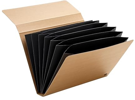 Djois, 3005731203 - Carpeta Kraft extensible con 7 compartimentos, certificado FSC, color marrón, 4 unidades, ideal para oficina y hogar, almacenamiento de documentos, cierre elástico, 235 x 324 x 30