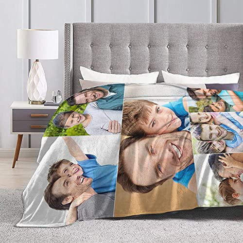 ZQYMM Personalisierte Decke 150x200 cm mit eigenem Foto & Text – Individuelle Fotodecke als Geschenk für Geburtstag, Hochzeit, Jubiläum – Custom Decke für Eltern, Mama, Papa, Kinder, Hund, Freunde