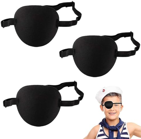 Quesuc 3 Pezzi Benda Occhio Per Bambini Adulti Benda Per Gli Occhi A Occhio Singolo Regolabile Nera Halloween Cosplay Benda Per Gli Occhi Da Pirata Periodo Di Recupero Uso Quotidiano