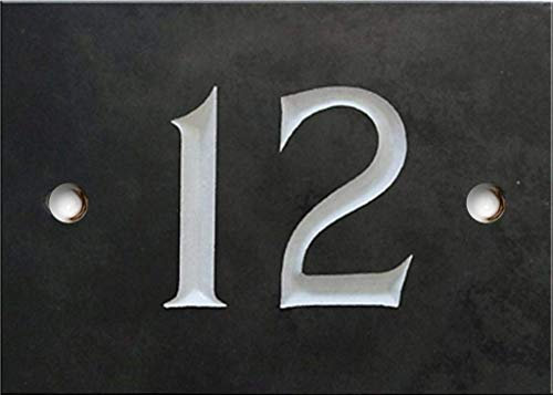 Hand Engraved Slate House Number – Deep V-Cut, Natural Stone, Weatherproof & Long-Lasting, Premium House Sign - 1 digit and 2 digit