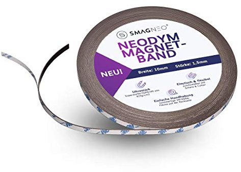 Smagnon NEODYM Magnetband selbstklebend mit 3M Kleber Kleberücken hält mehr als 415g/cm² (Breite 10mm)