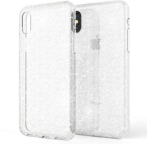 NALIA Glitzerhülle für iPhone X/XS - Funkelndes Silikon Case - DAZZLIN (Transparent & Stoßfest) - Marke aus Berlin, Farbe:Transparent
