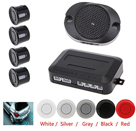 ePathChina Car Parking Sensor System, 4 Sensors Buzzer Car Reverse Backup Radar System with Audible Alarm Buzzer, Waterproof Car Vehicle Back Assistant (Gray)