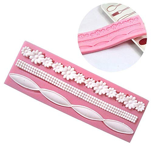 DIVISTAR 3 Cuerdas Flor Perla Molde de Pastel de Silicona Fondant DIY Hielo para Hornear