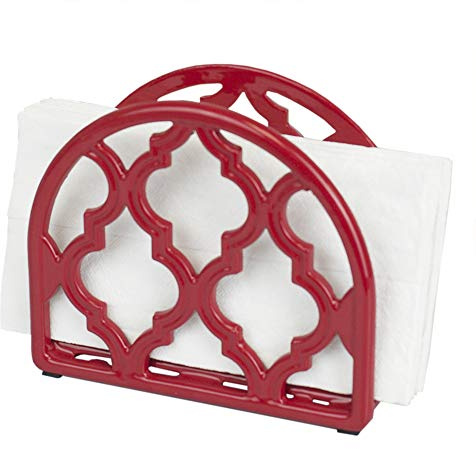 Home Basics Lattice Collection Cast Iron Napkin Holder (Red)