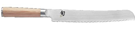 KAI Shun Classic White japanisches Brotmesser 23 cm Klingenlänge - Damastmesser 32 Lagen VG MAX Kern - 61 (±1) HRC - Pakkaholzgriff - Made in Japan - Wellenschliffmesser Brotschneider geschmiedet