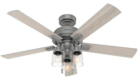 Hunter Fan Company 50651 Hartland Ceiling Fan with LED Light Kit and Pull Chain, Matt Silver, 132 cm