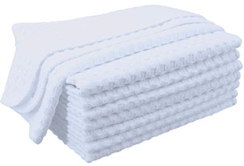 POLYTE Ultra Premium Microfibre Kitchen Dish Cloth Waffle Weave, 8 Pack (30x30 cm, White)