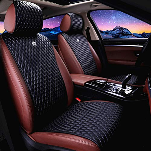 Menifomory Black Universal Leather Seat Cover Comforty Car Seat Protector with Crown 11Pcs 2/3 Covered (A-Black)