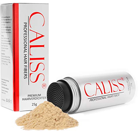 Caliss – Streuhaar & Schütthaar zur Haarverdichtung – 28g (hellblond) | Haarpuder bei Haarausfall – Haarpulver gegen lichte Haare und kahle Stellen