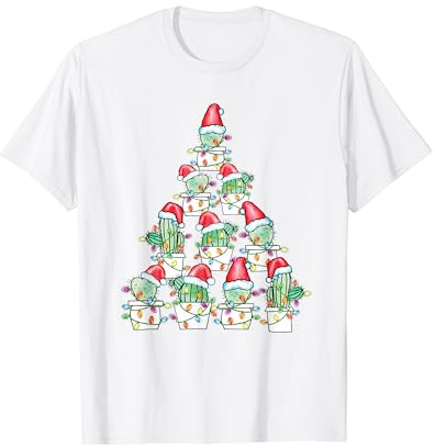 Christmas Cactus Xmas Tree Lights Succulent Cactus T-Shirt