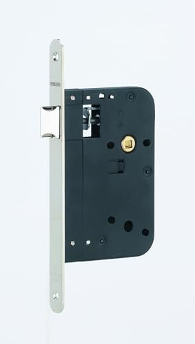 Serratura da incasso per porte interne, asse 70mm, piastra tonda, nichelato - THIRARD