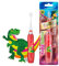 Brush-Baby - Dinosaur KidzSonic Kids Electric Toothbrush, 3+ Years - DeepClean Bristles, Suction Base - Fun Design with Flashing Disco Lights - 2 x Replacement Heads & 1 x AAA Battery