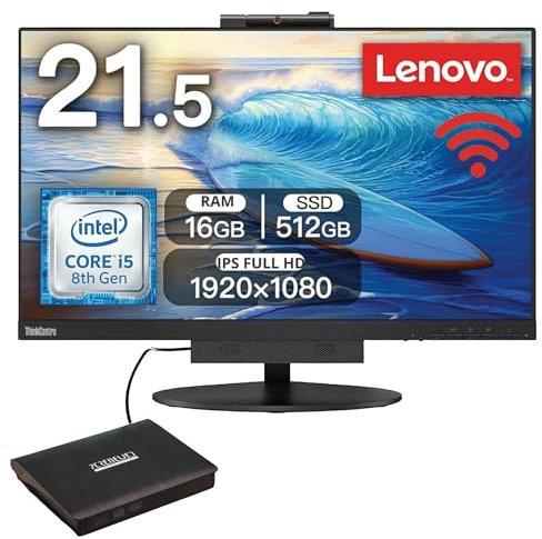 Lenovo TIO 22 PC tout-en-un, Intel i5 8400T, 16 Go RAM, SSD 512 Go, Office 2021, Wi-Fi et Bluetooth, DVD RW inclus (reconditionné)