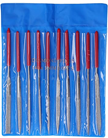 Set med 10 st nålfilar, minilålfilar, diamantfilsset, slipnålfil inkluderar rund punkt, rektangel, triangel, halvrund, platt, oval, kniv och pilbladsfil
