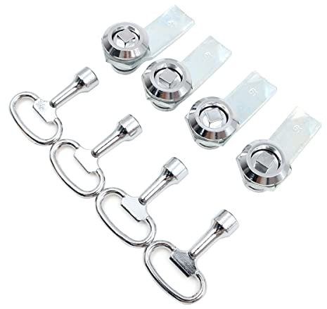 Hsthe Sea 8 serrature quadrate in lega di zinco, serratura quadrata per porta dell'armadio, serratura a camma elettrica con chiave quadrata (4 serrature e 4 chiavi)