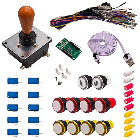 Kit Joysticks et boutons Arcade 1 Joueur Lumineux Boutons Coeurs Blancs Joystick Coréen Carte XinMoTek Jeux Vidéo Retro Gaming