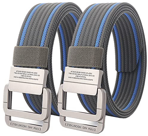 Gürtel Herren Übergröße bis 170cm lang, Taktischer Gürtel aus Nylon Segeltuch mit doppelter Ringschnalle, 2er-Pack