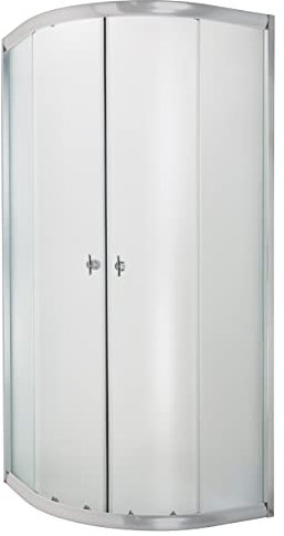 KOLMAN Duschkabine mit Duschwanne 90x90 180 cm Marbella + Alex, Halbrund, Weiß, Eckeinstieg, Duschabtrennung 4mm Gefrorenes Glas, Ablaufgarnitur Ø 50 mm