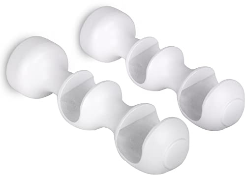 MERCURY TEXTIL- Pack de Dos Soportes (Blanco-Doble) | para Barra Individual y para Barra Doble de Madera, Liso, Abierto para Barra de ø 28 mm. Colgador de Barra.