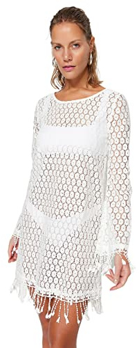Trendyol Kvinnor Bodycon Fitted Knit Dress Bodycon Bodycon Bodycon Klänning för Kvinnor, Ecru, M