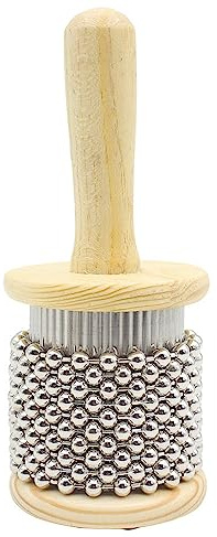 Shaker Cabasa en bois avec pain en acier inoxydable Instrument de percussion latine (5,1 cm)