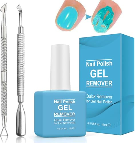 Dissolvant pour vernis à ongles gel avec grattoir et repousse-cuticules - Rapide et facile en 2 à 3 minutes