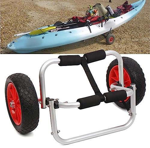 Kanuwagen, Kanuträger mit Aluminiumrahmen, mittelgroßer Kajakanhänger, Bootswagen, Bootsanhänger für Kanus und Kajaks, geeignet für Arten von Kajaks und Kanus mit Stecklöchern, 1