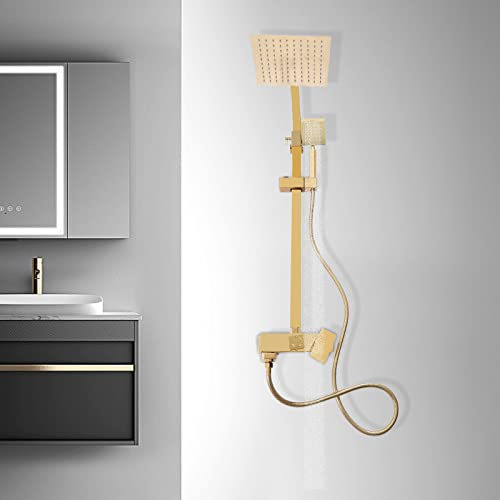 Goldene Duschsäule Duschset Duscharmatur Einzelgriff Duschset Regendusche mit Handbrause