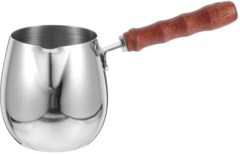 Kichvoe Pichet À Lait Inox 420Ml Avec Manche En Bois Mousseur À Lait Pour Café Espresso Latte Art Et Cappuccino Graduation Intérieure Précise