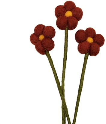 your castle Filzblumen, handgemachte Dekoblumen, fairer Handel, nachhaltige Deko aus Filz, realistische Kunstblumen, künstliche Stoff Blumen, 3 Stück mit kupfernen Blüten