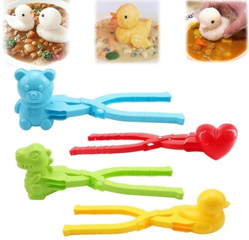 HIDRUO Duck Rice Mold, Rice Ball Mold, Rice Duck Mold DIY Sushi Molds Animal Rice Tool, Animal Shapes Sushi Mold (D-4PCS)