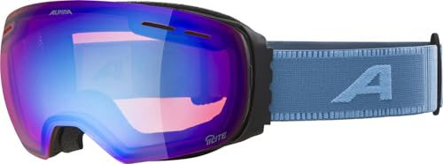 ALPINA GRANBY Q-LITE - verspiegelte, kontrastverstärkende Skibrille mit 100% UV-Schutz für Erwachsene - black-smoke-blue matt - one size