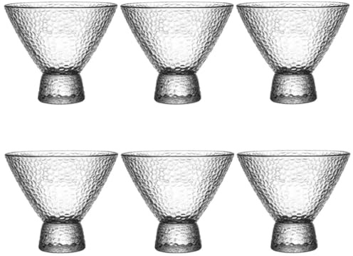 Bafnsiji Set di Vetro per Gelato, Ciotole per Dessert in Vetro, Ciotola per budino in Vetro, Set di Coppe per Gelato in Vetro, Set di Gelato Sundae di 6, Set di Ciotole per Dessert a Piedi,A