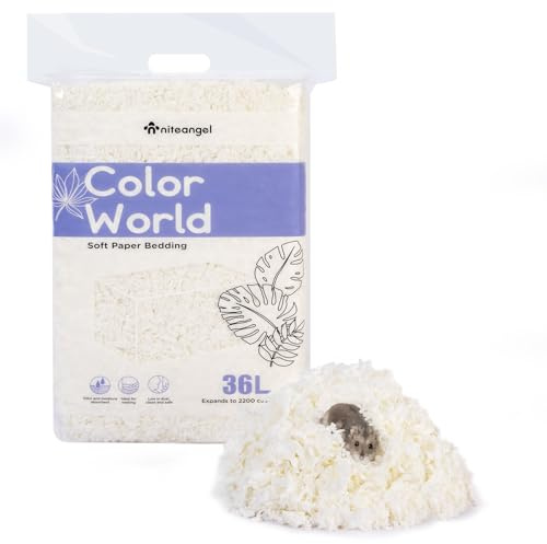 Niteangel Litière pour hamsters, hamsters nains, gerbilles, souris, dègues, rats, lapins, cochons d'Inde, chinchillas, hérissons ou autres petits animaux domestiques (36 litres – literie en papier