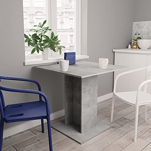 Willood Esstisch Küchentisch Esszimmertisch Speisetisch Tisch Säulentisch Restaurant Esszimmer Küche Wohnzimmer Betongrau 80x80x75 cm Holzwerkstoff