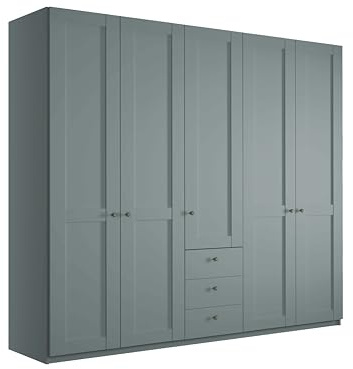 WIEMANN Drehtürenschrank mit 3 Schubkästen, Landhausstil Kleiderschrank 250cm breit, Salbeigrün, Höhe 216cm, Marlow