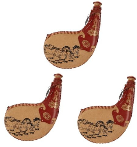 Garneck 3st Alter Wasserbeutel Kantinenbeutel Aus Stoff Bota-wasserflasche Traditionelle Bota-tasche Alte Bota-taschen Weinhautbeutel Vintage Bota-tasche Beutel Für Weinflaschen Leder