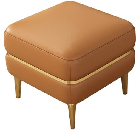 Kleiner Fußhocker n, Fußstütze aus Leder mit Metallbeinen, gepolsterte n Bank für Schlafzimmer, n Fußstütze für Küche, Esszimmerbank mit gepolstertem Sitz (Farbe: /Orange)