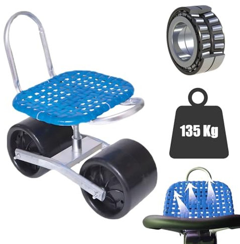 Rolling Garden Cart Outdoor Gardening Trolley Planting Station with Swivel Seat trolley with seat rolling garden seat gardening seat on wheels(Blue)