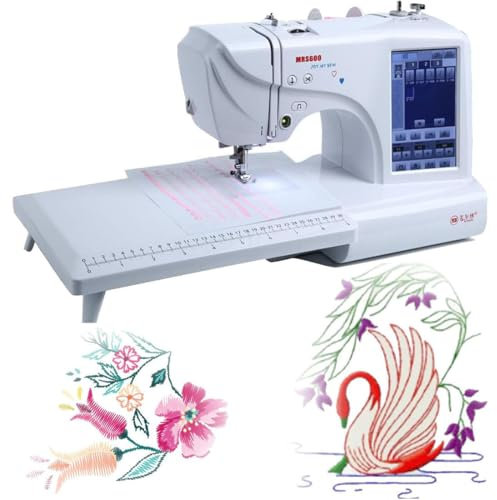 GJBMXSM Automatische Nähmaschine Digitale Stickmaschine,132 Integrierte Stiche,210 Integrierte Buchstaben Und 30 Musterränder,158 Integrierte Stickdesigns,7 Zoll LCD-Bildschirm Und USB-Anschluss