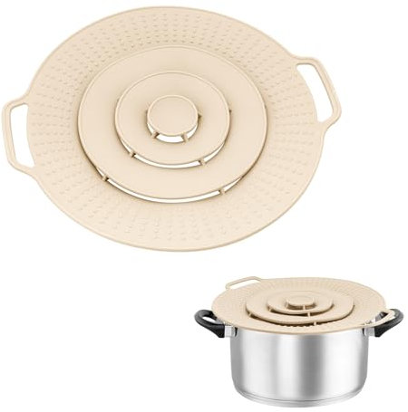 Pot Lid Spill Stopper Lid, 2 Pieces Boil Over Protection and Splash Guard Made of Silicone, Pans Splash Guard, for Pots and Pans Between Diameter 15-25 cm, Pot Lid to Protect Against Boiling Over