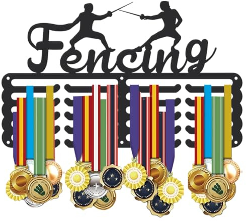 SUPERDANT Fechten Medaillenhalter Fecht Medaillen Aufbewahrung Wandmontage Haken Zum Aufhängen von Zaunmedaillen Medaillen Aufhänger Für Fechtsport 20 Reihige Aufhänger Geschenke für Sportler Kinder