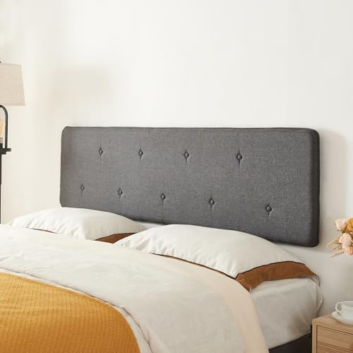 [en.casa] Väggpanel Tokke huvudgavel vadderad för säng 160 cm stoppningspanel, väggkudde med textilöverdrag, sänghuvuddel 160 x 52 cm, grå