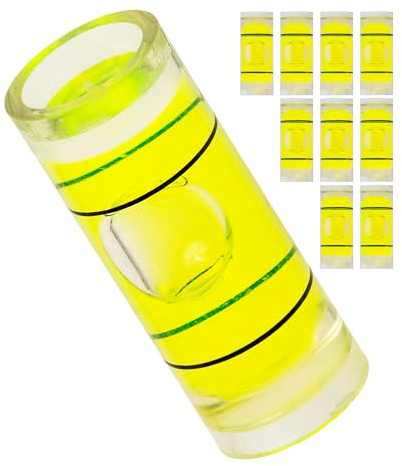 Juego de nivel de burbuja de tubo, 10 piezas, con 20 x Ø 9 mm exterior, nivel de burbuja sin etiquetado, tubo de grado de pompa de agua, nivelación en 1 dirección