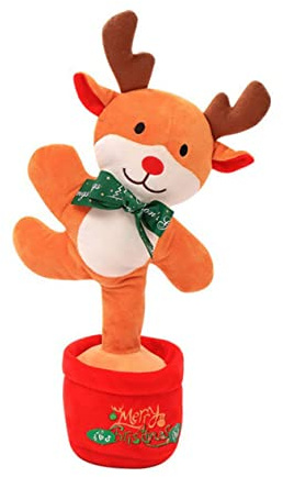 BESTonZON weihnachtliches singendes weihnachtsdeko beschwertes Kuscheltier ausgestopft gefülltes Hirschspielzeug Weihnachts deko Weihnachtsbaum sprechendes singendes