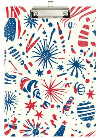Foiosoh Klemmbretter mit Feuerwerk, beigefarbener Hintergrund, Vintage-Klemmbretter, Acryl, niedlich, für Fußball, LKW-Fahrer, Größe 22,9 x 30,5 cm